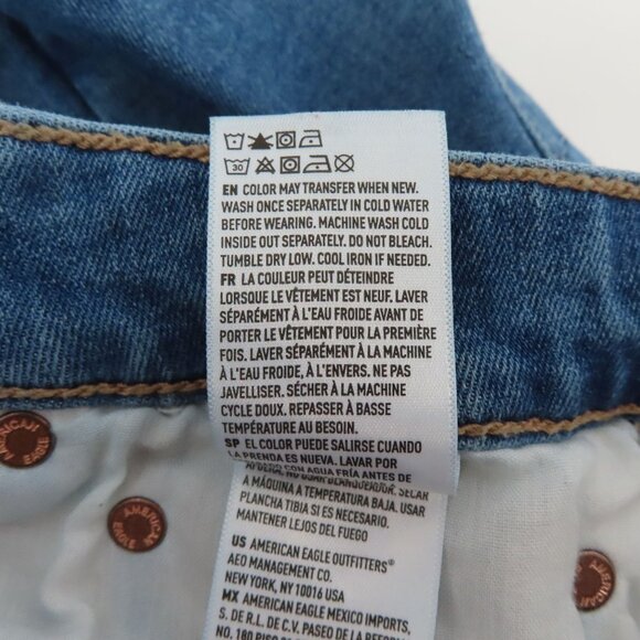 American Eagle Women 6 Extra Short Super High Rise Flare Denim Jeans Distressed - Picture 12 of 15